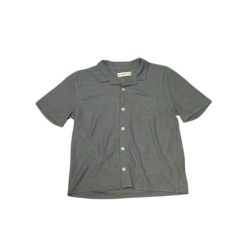 Abercrombie Kids Boys Size Med 11/12 Blue Short Sleeve Button Down Collard Shirt